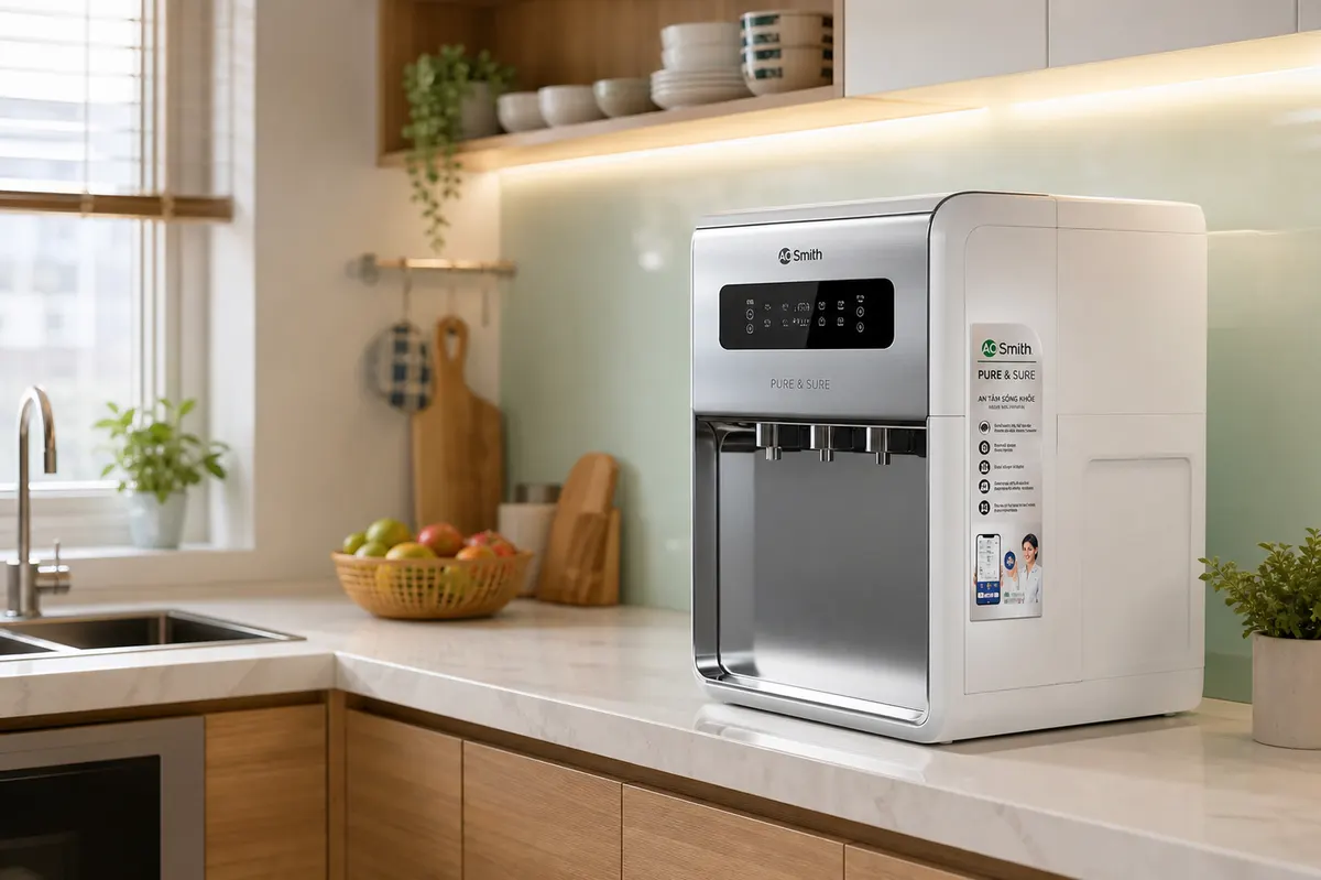 Máy lọc nước RO hiện đại trong gian bếp gia đình Việt